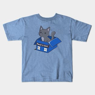 Cat In a Blue Box Kids T-Shirt